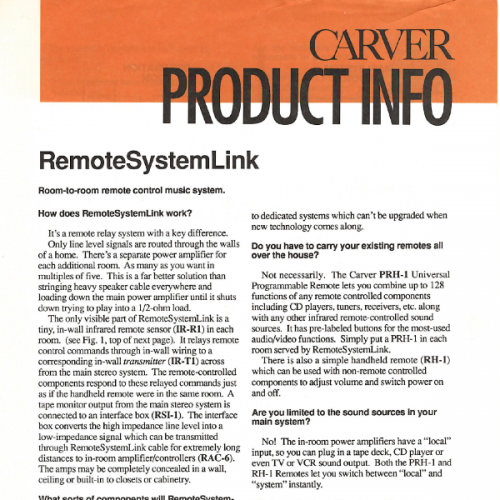 More information about "Carver Product Informantion Sheet- PremoteSystemLink.PDF"