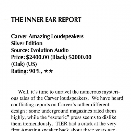 More information about "The Inner Ear Report - Carver Amazing Loudspeakers Silver Edition"