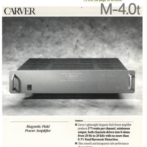 More information about "Carver Sales Flyer - M4.0t Magnetic Field Power Amplfier.PDF"