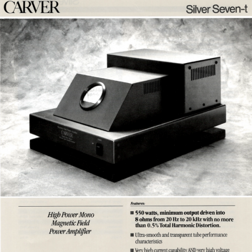 More information about "Carver Sales Flyer - Siver Seven-t Hogh Power Mono Magnetic Field Power Amplifier.PDF"